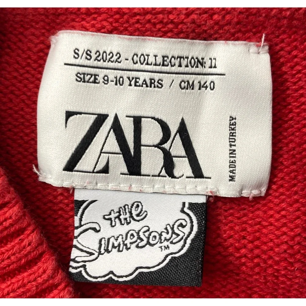 Zara Kids The Simpsons Krusty the Clown Red Knit Sweater Size 9-10 Years 140 CM